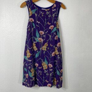 HD in Paris purple floral silk sleeveless dress